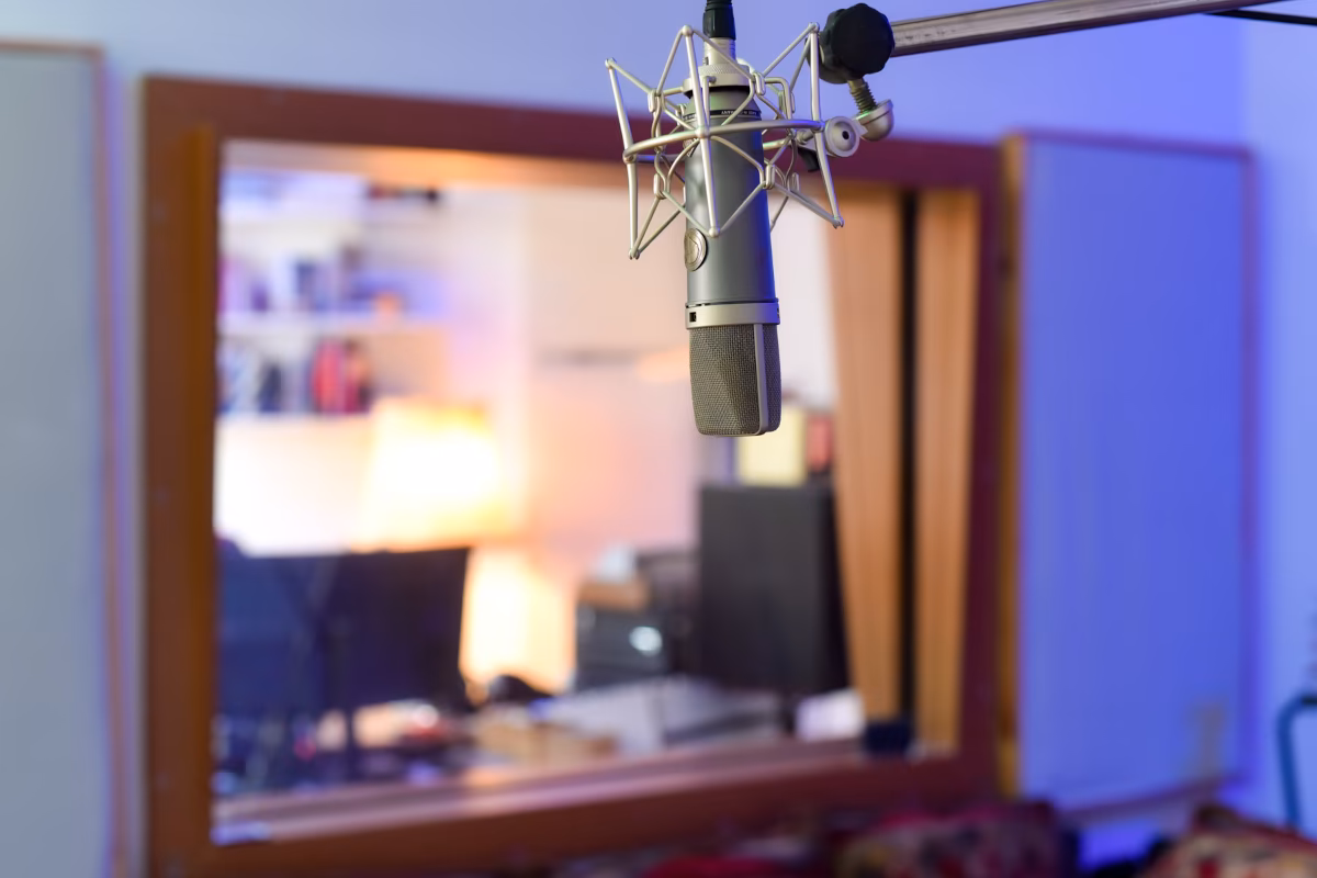 Neumann-Mikrofon im Hauptaufnahmeraum.