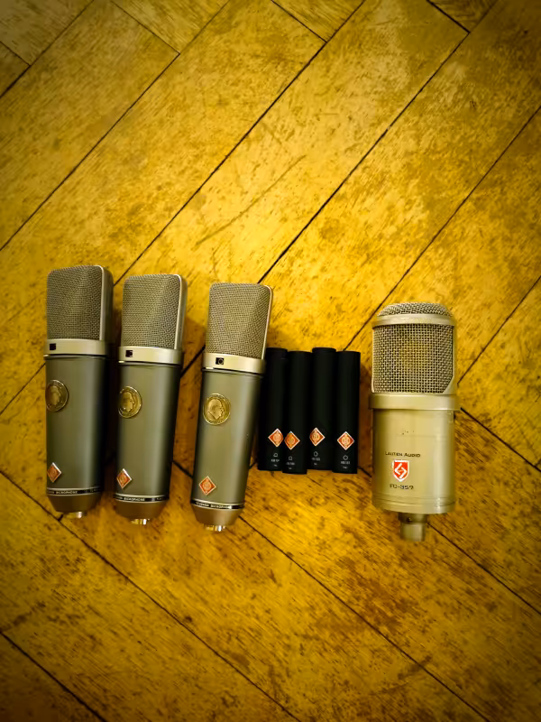 Nahaufnahme des Mikrofon-Setups.