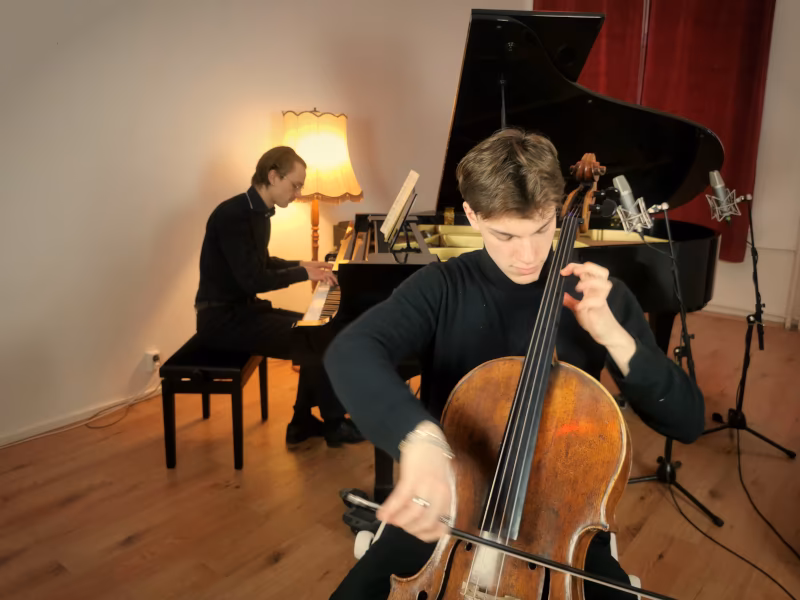 Francisco and Johannes Joui during a solo recital recording at Hot Milk Studio
