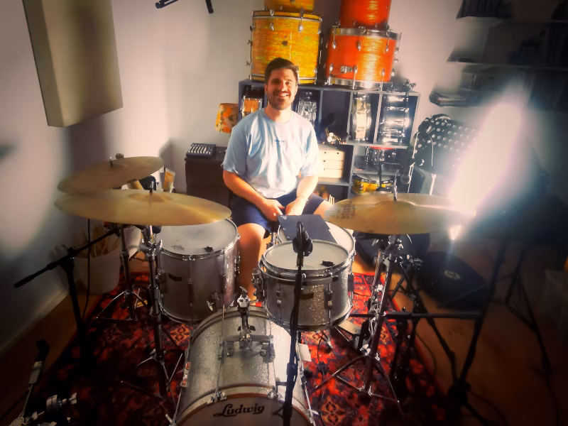 Julian Külpmann tracking drums at Hot Milk Studio
