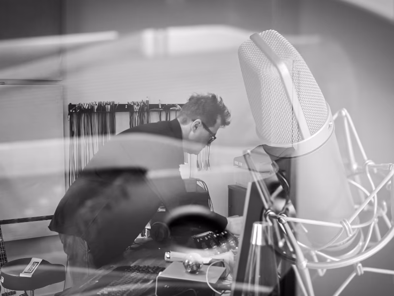 Rob working at the console in the Hot Milk Studio control room