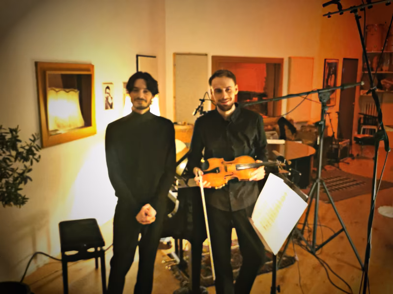 Flautist Sebastian Borkowsky during a classical recording